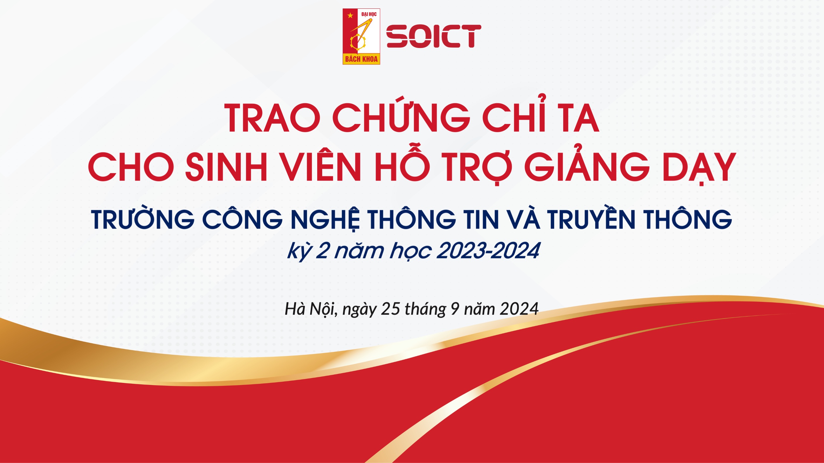 Trao chứng chỉ TA cho sinh viên trợ giảng kỳ 2023.2: “Một hoạt động đầy ý nghĩa đối với thời sinh viên của mình!”