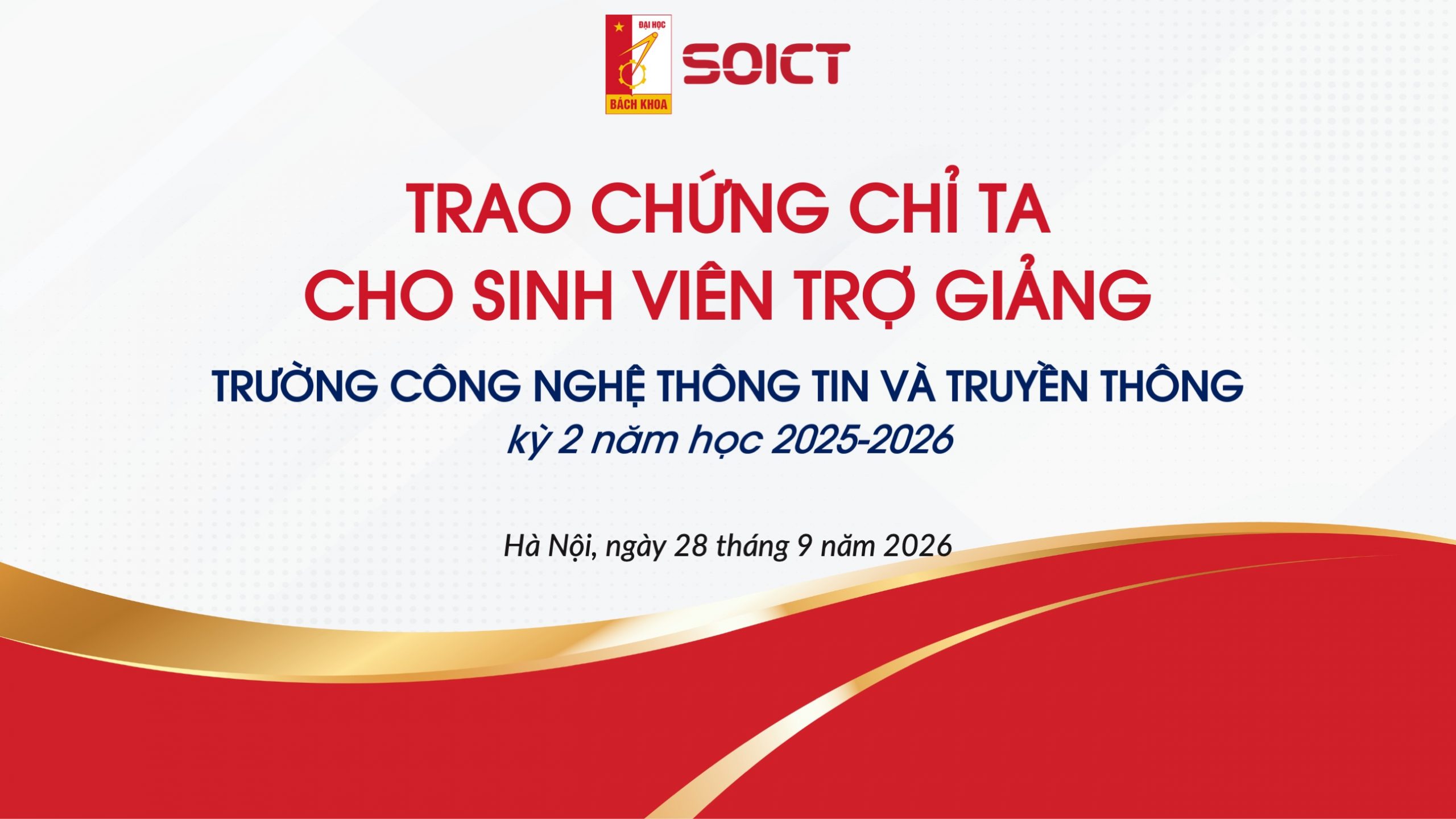 Trao chứng chỉ TA cho sinh viên trợ giảng kỳ 2025.2